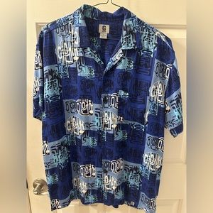 Vintage guess jeans button up shirt camp shirt size medium blue